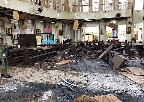 SULU. Part of the Our Lady of Mt. Carmel Cathedral in Jolo, Sulu was destroyed in a twin bombing incident on January 27, 2019. (File Photo)