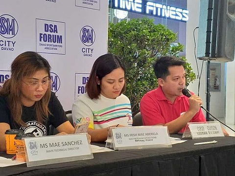 DAVAO. Balibolista de Dabaw's Coco Cuision, right, bares details of the upcoming Kadayawan Rebisco Volleyball League Davao City Pre-Qualifying Leg during the Davao Sportswriters Association (DSA) Forum at The Annex of SM City Davao Thursday, July 25, 2019. (Marianne L. Saberon-Abalayan)