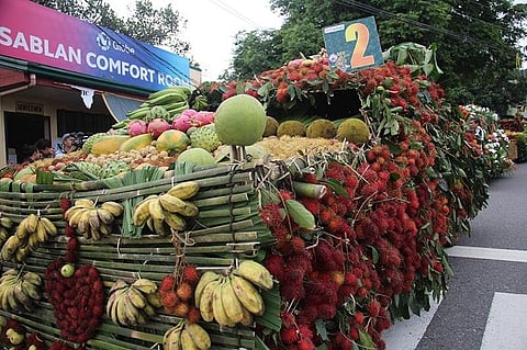 BENGUET. Despite stiff competition from other provinces in Luzon, the Municipality of Sablan in Benguet staged its 5th fruit festival to promote the industry with eight floats parading the town's main road. (Lauren Alimondo)