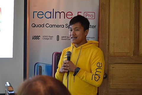 DAVAO. Realme marketing lead Eason de Guzman, during the Realme 5 and Realme 5 Pro launch at White House, Davao City, Wednesday, September 18, said the company has been performing really well in the Philippine market despite only entering the market in 2018. (RJ Lumawag)