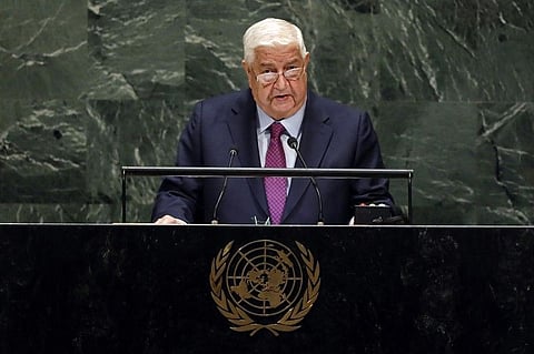 UNITED NATIONS. Syria's Deputy Prime Minister Walid Al-Moualem addresses the 74th session of the United Nations General Assembly, Saturday, September 28, 2019. (AP)