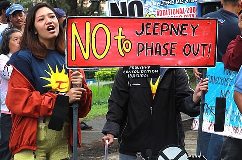 BAGUIO. More than 300 protesters from 18 jeepney drivers and operator's association in Baguio and Benguet, with members of the Kabataan partylist and other representatives of the riding public, join the transport strike on Monday, September 30, 2019. (Jean Nicole Cortes)
