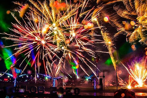 The spectacular 12th Lights of Bago at Manuel Y. Torres Sports Center in Bago City, Wednesday, wowed at least 35,000 revelers. Featuring the songs of Freddie Mercury, the 26-minute musical fireworks aims to raise awareness of HIV/Aids and promote gender equality and diversity. (Photo courtesy of Archie Alipalo)
