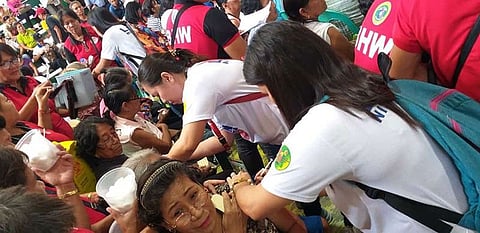 BACOLOD. Some of the recipient-senior citizens availing the free pneumonia and flu vaccine during the "Bakunado si Lolo at Lola, Iwas Pulmonya" activity at the BAYS Center in Bacolod City Thursday, January 23, 2020. (Photo by Erwin P. Nicavera)