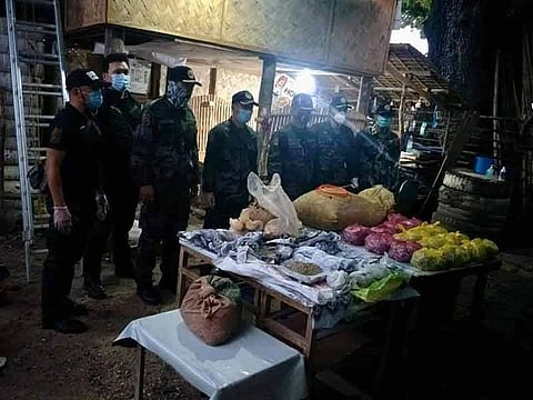 NORTHERN SAMAR. Police present to the media the P3.5 million worth of improvised explosive device (IED) materials recovered in Barangay Burabod, San Antonio, Northern Samar on September 20, 2020. (Photo from Northern Samar Police Provincial Office)