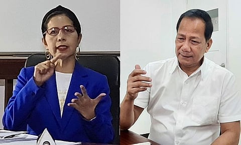 MONEY RETURNED. Vice Mayor Leonora Wong (left) said that she invested the local government's funds of P9 million for the money to grow but later returned the said amount upon knowing that it was not allowed by the Commission on Audit, while Loreto Santos (right), one of the complainants against Wong, divulged the alleged irregularities in the local government's purchase of land during the latter's mayoral term. (Chris Navarro/Princess Clea Arcellaz)