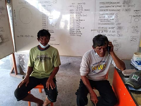 NEGROS. Rescued fishermen from Sipalay City Alexander Alagaon, 73, and Rico Noguia, 53. (Contributed photo)