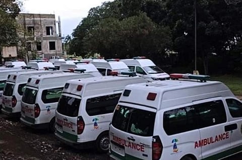 BACOLOD. The seven ambulances from the DOH will be distributed to Barangays Handumanan, Felisa, Cabug, Mansilingan, Banago, Tangub, and Pta. Taytay. (Photo grabbed from Cong. Gred Gasayata FB page)