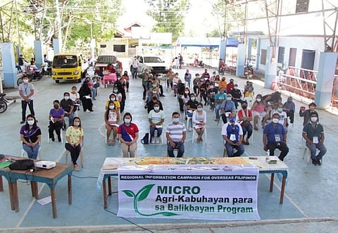 LIVELIHOOD IN AGRICULTURE. The Department of Agriculture and Overseas Workers Welfare Administration hold a livelihood forum for returning Overseas Filipino Workers, dubbed as Micro Agri-Kabuhayan para sa Balikbayan program on Thursday, August 19, in Zamboanga del Norte. A photo handout shows the forum participants seated one meter apart in compliance with the minimum health protocol while attending the forum in Poblacion village, Salug, Zamboanga del Norte. (SunStar Zamboanga)