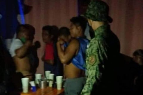 BACOLOD. Station 8 policemen roam around their area of jurisdiction to ensure that no one is violating the curfew and liquor ban ordinance. (Contributed photo)