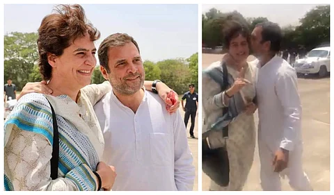 ചേര്ത്തുപിടിച്ച് പ്രിയങ്കയെക്കുറിച്ച് പരാതി പറഞ്ഞ് രാഹുല്,കള്ളമെന്ന് പ്രിയങ്ക; സ്നേഹനിര്ഭര നിമിഷങ്ങള് വൈറല്