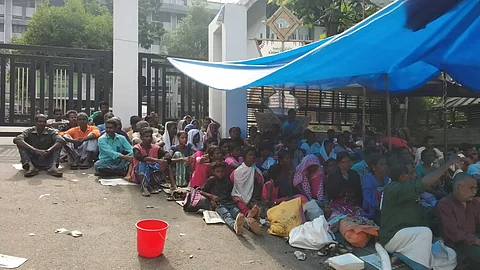 മഴ പെയ്ത് ചത്താലും പ്രശ്നമില്ല. ഭൂമി കിട്ടിയിട്ടെ പോകുകയുള്ളൂ: വയനാട് കലക്ട്രേറ്റിന് മുന്നിലെ തൊവരിമല സമരക്കാര്