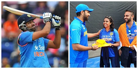 രോഹിത് ശര്മയുടെ സിക്സര് പതിച്ചത് മീനയുടെ മുഖത്ത്; പരിക്കേറ്റ ആരാധികയ്ക്ക് സമ്മാനവുമായി താരം