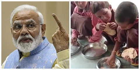 മോദി പ്രഖ്യാപിച്ചത് പാലും പഴങ്ങളും ; യുപിയിലെ സ്കൂള് കുട്ടികള്ക്ക് ഉച്ചഭക്ഷണം ഉപ്പും ചപ്പാത്തിയും