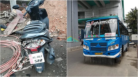 റോഡിലെ കുഴിക്ക് മുന്നില് ബ്രേക്കിട്ടു; പാഞ്ഞുവന്ന ബസ് കയറിയിറങ്ങി സ്കൂട്ടര് യാത്രികന് ദാരുണാന്ത്യം