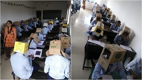 കോപ്പിയടി തടയാന് കാര്ട്ടണ് ബോക്സ് പരീക്ഷണം; ഹാവേരി കോളേജിന്റെ അംഗീകാരം റദ്ദാക്കും