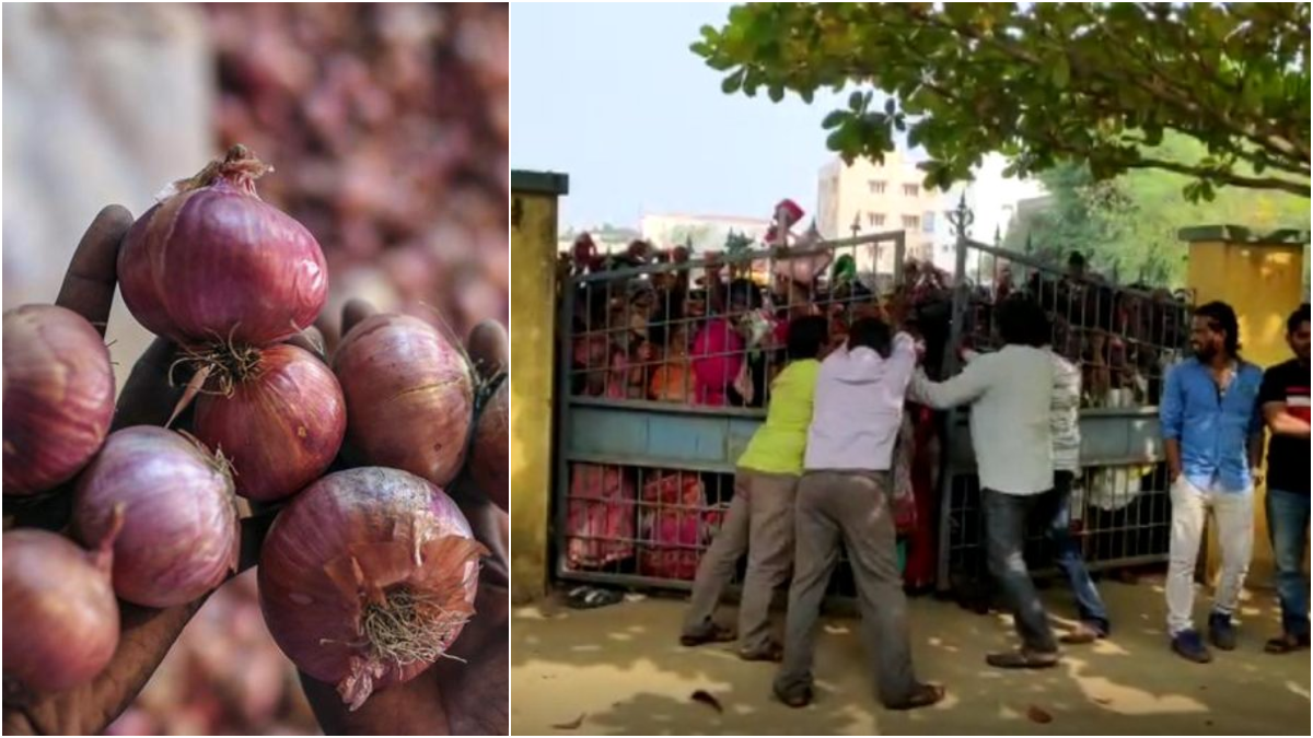 രാജ്യത്ത് ഉള്ളി പ്രതിസന്ധി; ഒരു കിലോ ഉള്ളിക്ക് വേണ്ടി മതില് ചാടിയും ഗേറ്റ് തകര്ത്തും വീട്ടമ്മമാര്