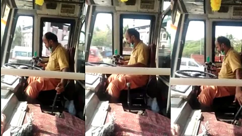 ‘ഒരു കയ്യില് ഫോണ്, ഒറ്റക്കൈ കൊണ്ട് ഡ്രൈവിങ്’; യാത്രക്കാരുടെ ജീവന് പന്താടി ബസ് ഡ്രൈവര്