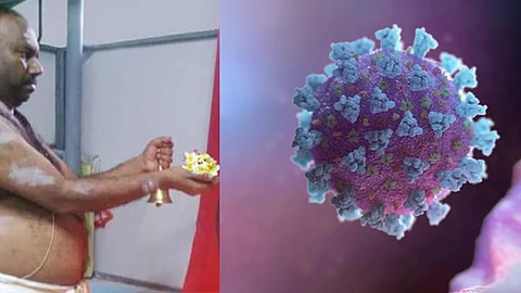പൂജാമുറിയില് 'കൊറോണദേവി'യെ പ്രതിഷ്ഠിച്ച് കൊല്ലം സ്വദേശി; വാക്സിന് കണ്ടെത്താന് കഴിയണമെന്ന് പ്രാര്ത്ഥന