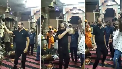 കൊവിഡ് ഭേദമായതിന് പിന്നാലെ മാസ്കില്ലാതെ ക്ഷേത്രത്തില് നൃത്തം ചെയ്ത് ബിജെപി എംഎല്എ; മാനദണ്ഡങ്ങള് ലംഘിച്ചെന്ന് വിമര്ശനം