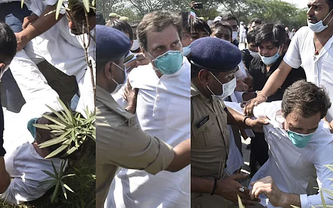 'ഭരണകൂട ഭീകരതയുടെ നേര്ചിത്രം, യുപിയില് ജനാധിപത്യത്തിന്റെ മരണമണി', പ്രതിഷേധവുമായി നേതാക്കള്