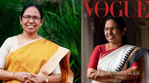 'വിമന് ഓഫ് ദ ഇയര്', വോഗ് കവര് ചിത്രമായി കെ.കെ.ശൈലജ; കേരളത്തിന്റേത് അഭൂതപൂര്വമായ നേട്ടമെന്ന് ലേഖനം
