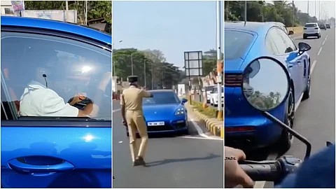 ദുൽഖർ ട്രാഫിക് നിയമം തെറ്റിച്ചോ?, പോർഷെ റിവേഴ്സ് എടുപ്പിച്ച് പോലീസ്, വൈറൽ വീഡിയോ