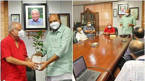 മാതൃഭൂമി സന്ദര്ശിച്ച ചിത്രം പങ്കുവച്ച മന്ത്രി പി.രാജീവിന് സിപിഎം സൈബര് അണികളുടെ ട്രോളും പരിഹാസവും