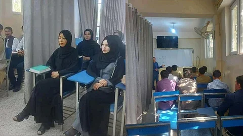 കര്ട്ടന് ഇട്ട് മറച്ച ക്ലാസ് മുറി, ആണ്കുട്ടികള്ക്കും പെണ്കുട്ടികള്ക്കും പ്രത്യേക ഇരിപ്പിടം; അഫ്ഗാന് സര്വകലാശാലകളിലെ കാഴ്ച