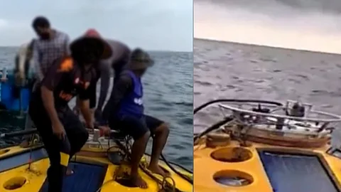 അറബിക്കടലില് സ്ഥാപിച്ച കാലാവസ്ഥാ നിരീക്ഷണ യന്ത്രം കാണാനില്ല; അന്വേഷണത്തിനിടെ മലയാളികള് കയറിനില്ക്കുന്ന ദൃശ്യം പുറത്ത്