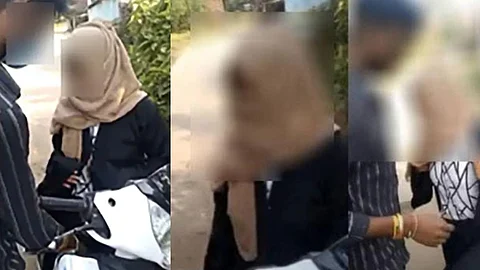 ഹിന്ദു യുവാവിനൊപ്പം സ്കൂട്ടറില് സഞ്ചരിച്ചുവെന്ന് പറഞ്ഞ് ചോദ്യം ചെയ്യല്; യുവതിയുടെ ബുര്ഖ അഴിപ്പിച്ചു