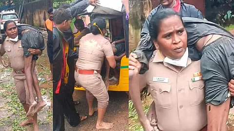 സെമിത്തേരിയില് അബോധാവസ്ഥയില് യുവാവ്, തോളില് ചുമന്ന് ഓട്ടോയില് കയറ്റി ആശുപത്രിയിലേക്ക്; വനിതാ എസ്.ഐക്ക് കയ്യടി, വീഡിയോ