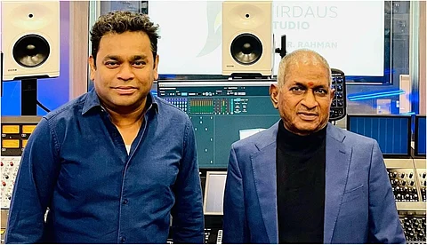 ഗുരുവും ശിഷ്യനും വീണ്ടും കണ്ടുമുട്ടിയപ്പോൾ: എ ആർ റഹ്മാന്റെ സ്റ്റുഡിയോ സന്ദർശിച്ച് ഇളയരാജ