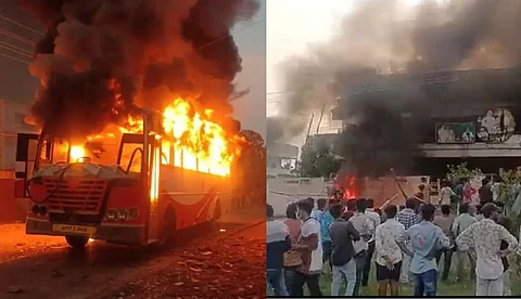 ആന്ധ്രാപ്രദേശില് ജില്ലയുടെ പേര് അംബേദ്കര് എന്ന് മാറ്റിയതില് പ്രതിഷേധം, എം.എല്.എയുടെ വീടിന് തീയിട്ടു