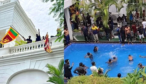 ശ്രീലങ്കയിലെ സര്ക്കാര് വിരുദ്ധ പ്രക്ഷോഭം; പ്രസിഡന്റിന്റെ വസതി കയ്യേറി നീന്തല് കുളത്തില് കുളിച്ചും ഭക്ഷണം കഴിച്ചും പ്രതിഷേധക്കാര്