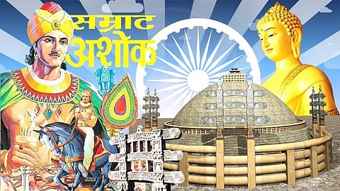 भीषण कलिंग युद्ध के बाद, अशोक ने हिंसा त्याग दी और बौद्ध धम्म के सिद्धांतों को अपना लिया।