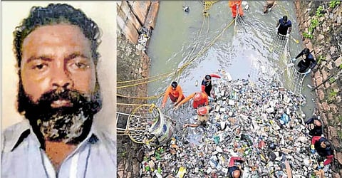 जॉय (L) , खोज और बचाव अभियान करती एनडीआरएफ टीम