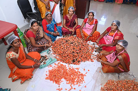 सखी मंडलों की दीदियों के हाथों तैयार हर्बल गुलाल