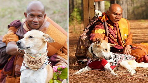 Aloka with monk