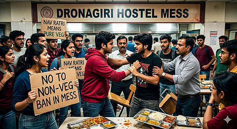 IIT दिल्ली हॉस्टल में नव रात्रि के मौके पर मेस में चिकन और अंडे की सर्विस अस्थायी रूप से बंद कर दी गई है, जो राम नवमी तक चलेगी। ड्रोणागिरी हॉस्टल में वेजिटेरियन छात्रों की मांग पर अलग मेस और अलग किचन की व्यवस्था पहले से ही लागू है। नॉन-वेज छात्रों का तर्क है कि जब इंफ्रास्ट्रक्चर पूरी तरह से अलग-अलग है, तो एक हफ्ते के लिए नॉन-वेज सर्विस क्यों रोकी जाए?