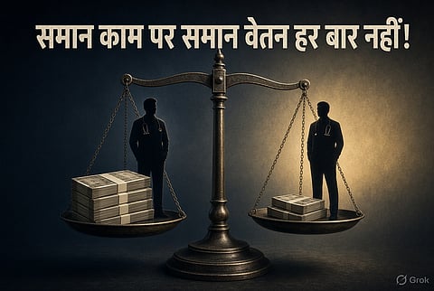 सर्वोच्च न्यायालय ने स्पष्ट किया है कि केवल काम और जिम्मेदारियां एक जैसी होने के आधार पर दो अलग-अलग वर्गों के शिक्षकों को एक समान वेतनमान का हकदार नहीं माना जा सकता, यदि उनके अनुभव और भर्ती के स्रोत में अंतर हो।