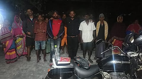 Madhusudan with his young friends at a rally for Motorcycle Diaries