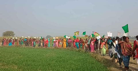 Women agitating against land acquisition for international airport