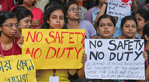 Doctors and post-graduate students on strike at the RG Kar Medical College.