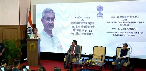 External Affairs Minister S. Jaishankar interacting with the Indian Community in Malé.
