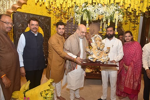 Home Minister Amit Shah participated in a Ganesh Pujan event in Mumbai on September 9.
