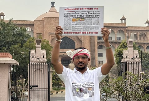 Patel had protested outside the assembly, demanding an ACB probe into the TAD food grain scam and the arrest of those involved.