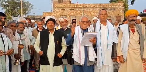 Villagers opposing the project in Sapotara.