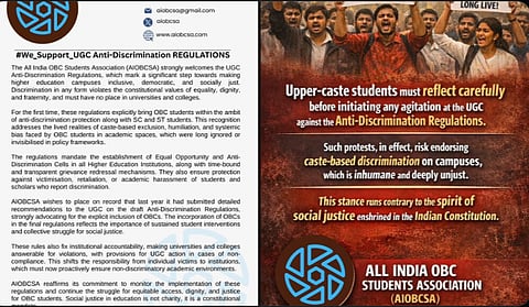 AIOBCSA, a prominent voice for OBC student rights, has long campaigned for affirmative measures in higher education, including reservations and anti-bias training.