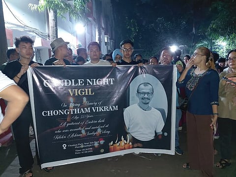 Hundreds of people gathered to demand justice for musician Chongtham Vikram Singh.